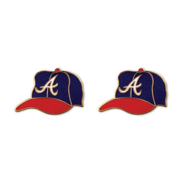 MLB New Atlanta Braves Batters Helmet Earrings Style Logo Stud Earrings Team - Picture 1 of 3
